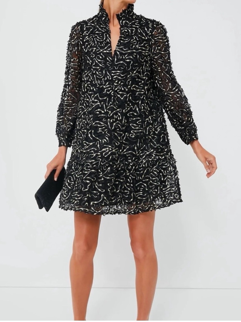 Tuckernuck Organza Palmerston Mini Dress in Black & Gold